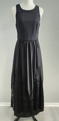 Sisilino New Long Dress Women Size 8 Black Sleeveless Round Neck Zip Lined