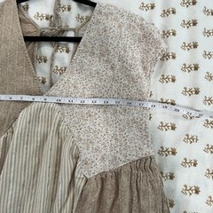 American Eagle Patchwork Swing Mini Dress S Tan Cream Boho Cottagecore Flowy AE