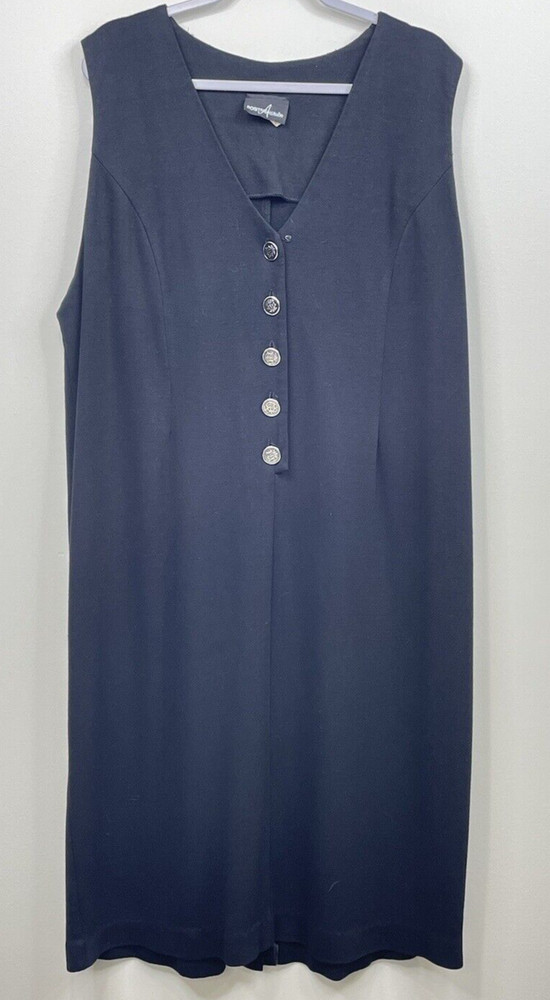 Positive Attitude Dress Women 22 Black Button Front Sheath Minimalist