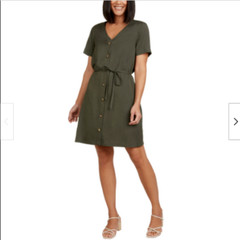 MATTY M WOMEN&rsquo;S FRONT BUTTON WITH TIE BELT DRESS(OLIVE XXL)NWT