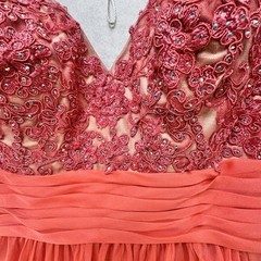 Cache Dress Vintage Long Maxi Y2K Ball Gown Prom Size 8 Pink Coral Sequin Fairy