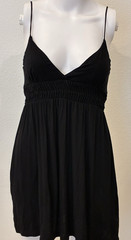 Rue 21 Black Ruched Tie Back Babydoll Mini Dress Size S Y2K Fairy Witchy Goth