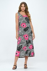 Travel Knit Dress, long A-Line Tank, Stretchy NO-IRON poly/span. #325 p