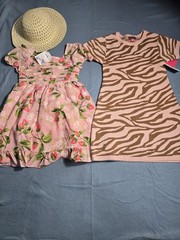 Dresses Vince Camuto features a brown and pink zebra print/Lels Pink Stra 4 /6