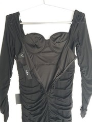 Lulus Dramatic Demure Corset Bustier Basque Indie Sleaze Mesh Dress Women XL NWT