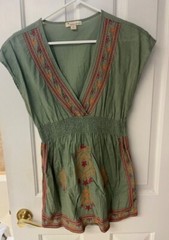 CUTE! Forever 21 Light Green Embroidered Women&rsquo;s Tunic Mini Dress Size M