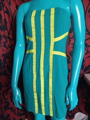 Vintage C Luce Strapless Dress Blue And Neon Green Y2k 90s Gothic Punk Grunge