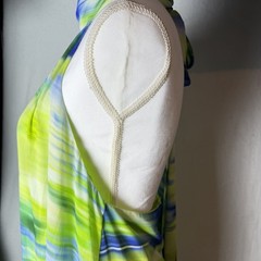 ONE33 Social Green Blue Watercolor Abstract Halter Neck Tie Dye Dress Gown 10