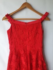 Coast Occasion Red Floral Applique Lace Fit and Flare Dress Size 8 Wedding