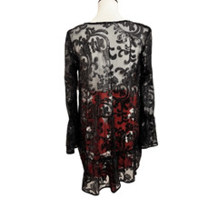 Free People Falling Flowers Frock Mini Dress Red Black Sequins Oversized Size XS