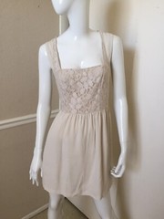 Cooperative NEW! 100% Rayon Cream Lace Sleeveless Rear Zipper Dress Sz 0 NWOT!