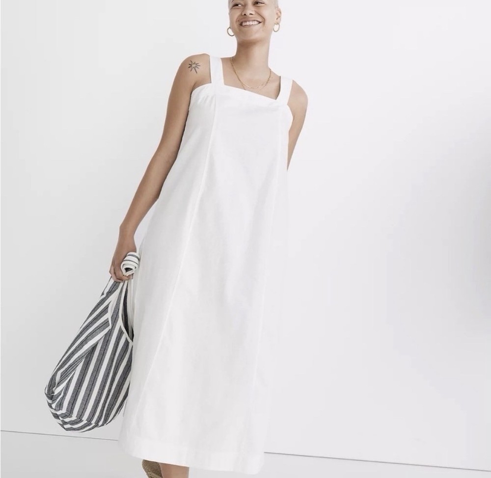Madewell Linen-Cotton Princess-Seamed Midi Dress Women&rsquo;s Sz S White
