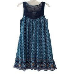 Red Camel Women’s Size Small Blue Lined Crochet Comfy Casual Chiffon Dress