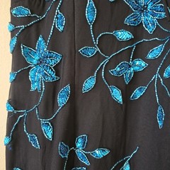 Cache beaded sequin floral halter asymmetrical dress prom silk Y2K vintage fairy