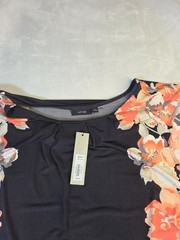 Apt. 9 Shift Dress Women L Black Orange Floral Pleat Neck Sleeveless Cottage NWT