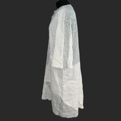NWT ZARA Linen & Cotton Blend Patchwork Kaftan Dress Ecru 4786/123 Size L
