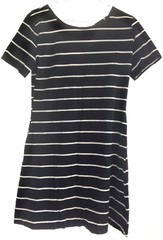 Feager Chic Striped A-Line Easy Pull-On Dress, Sexy Sweeping Criss-Crossing Back