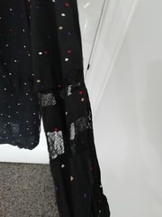 & Other Stories 38 Black Purple Red Heart Club Crinkle Tunic Dress Lace Sleeve
