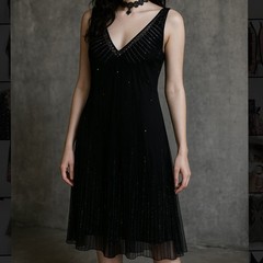 Amanda Smith Womens Black Sequin Dress Size 14 Semi Sheer Witchy Goth LBD