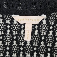 Rebecca Taylor Pina Embroidered Crochet Mini Shirt Dress Women&rsquo;s Size L Black