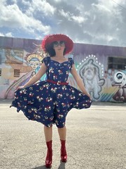 Collectif London dress size 16 with gnomes troll and mushroom vintage pinup