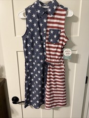 Magellan Outdoors Dress Women’s XS Flag USA Red White Blue Classic Fit UPF New