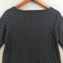 Garnet Hill Dress Womens 4 Black Cotton 3/4 Sleeve Mini Shift Front Pockets