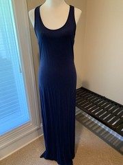 Fabletics dress summer racer back navy blue maxi thin cool small s lounge