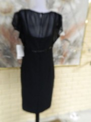 NWT ELEGANT K STUDIO BLACK LINED BELTED EMPIRE WAIST WASHABLE DRESS SZ 16