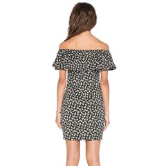 New Small Glamorous Ruffle Off Shoulder Dress w/ Flowers Flattering Fit Feminine