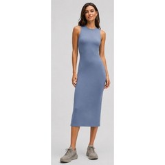 Lululemon All Aligned Ribbed Nulu Midi Dress Washed Denim Size 2