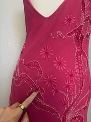 Vintage RARE Cache Silk Pink Beaded Fairy Gown Size 12 *SEE DESCRIPTION