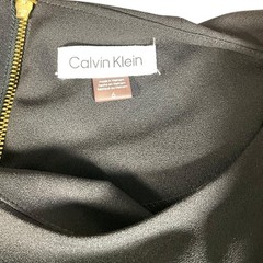 Old Money Calvin Klein Black Sheath Dress Size 6 Bell Sleeve Gold Zip Back Midi