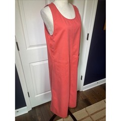 Eddie Bauer Sleeveless Coral Button-Side Pocket Pinafore Dress Size Medium P