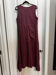 NWT Soft Surroundings Mauve Sleeveless Dress Large Vneck Shirred Front Side Slit