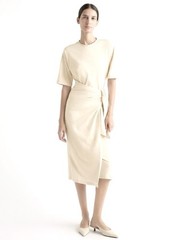 Modern Citizen Noa Knit Wrap T-Shirt Dress Almond Cream Beige Minimalist Medium