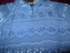 VIETNAM, EXTRA LONG BLUE DRESS, SZ. M., W/ HIGH COLLAR & SIDE SNAPS