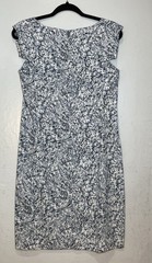 MM LAFLEUR Sarah Dress Women&rsquo;s Size 8 Blue Marble Artsy Sheath Career Abstract