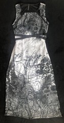 Cassee’s Black Grey Scribble Paisley Sheer Overlay Maxi Boutique Dress 90s Small