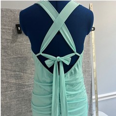 Just Quella Bodycon Dress Ruched Medium Mint Green Open Back Cutout Summer Sexy