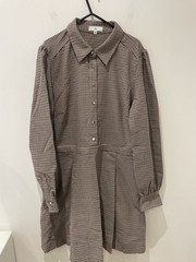 La Redoute Houndstooth Tweed Pleated Shirt Dress Size 18 Chic Heritage RRP £58