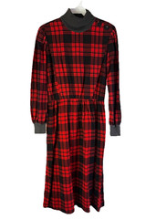 Vintage 80s Buffalo Plaid Check Turtleneck Dress Juniors 11/12 USA