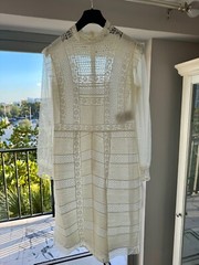 BURBERRY LONG SLEEVE LACE MESH DRESS RUFFLE TRIMS SIZE 8 WORN ONCE EXCELLENT CON