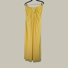 Beginning Boutique Braelyn Strapless Maxi Dress Womens 6 Yellow Mesh Formal Gown