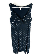 ANN TAYLOR LOFT Dress Size 10 Blue Polka Dot Sleeveless Stretch Summer NEW