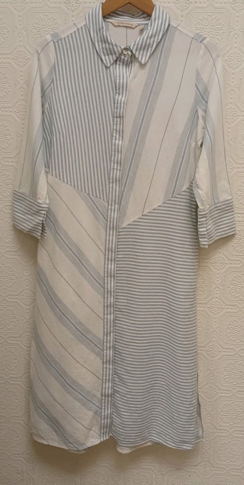 Soft Surroundings Cotton Linen Blend Blue & White Stripe Dress Women&rsquo;s Size S