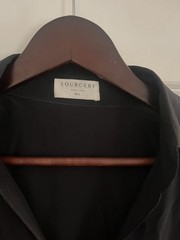 Sourcery Label Dress Womens M/L Black Silk Tunic Shift Shirt Dress