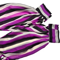 Va Va Voom Purple Striped Deep V-Neck Maxi Dress Long Sleeve Size L