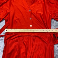 Sharagano Orange Red Short Sleeve Button Front Midi Dress Size 10 Pleated Party