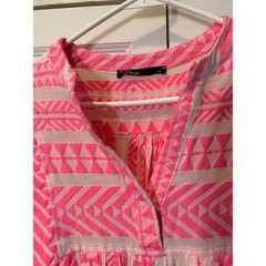 Devotion Ella Pink White Geometric Cotton Mini Dress XS Made in Greece